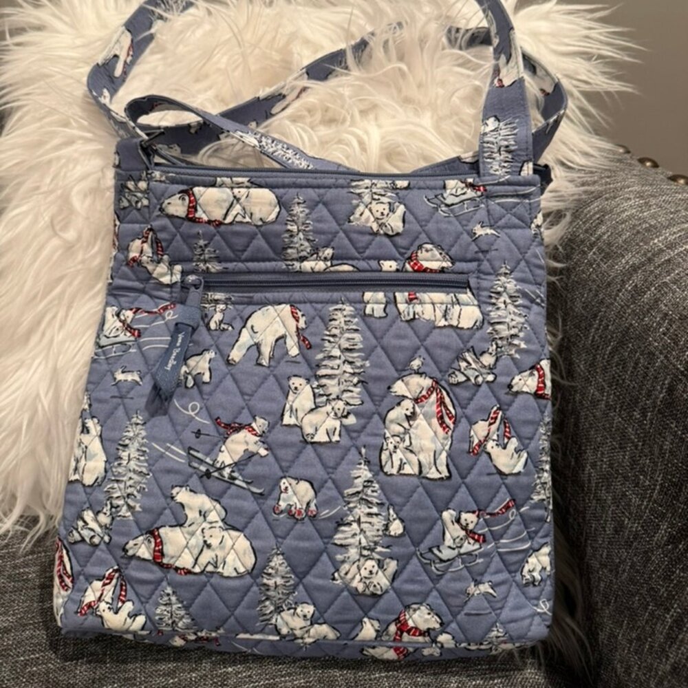 Vera Bradley Iconic Triple Zip Hipster Crossbody Purse – Beary Merry – NWOT - Picture 2 of 8